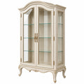 Vitrine 100 x 45 x 190 cm aus Holz und Glas in Creme klassischer Stil mit Glastüren - Varzenix