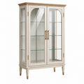 Vitrine 100 x 45 x 180 cm Holz Glas Creme klassischer Stil - Varzenix