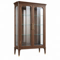 Vitrine 100 x 45 x 180 cm Holz Braun mit Glastüren Klassischer Stil - Varzenix