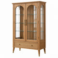 Vitrine 90 x 40 x 180 cm aus Holz in Braun mit Glastüren und Schublade - Varzenix