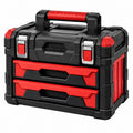 Werkzeugkasten 45 x 25 x 32 cm Kunststoff Schwarz Rot mit 2 Schubladen und Tragegriff - Varzenix