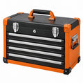 Werkzeugkoffer 52 cm Stahl Schwarz Orange mit 4 Schubladen und Tragegriff - Varzenix