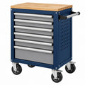 Werkzeugwagen 77 x 46 x 97 cm Stahl Blau mit Holzarbeitsplatte mobil - Varzenix
