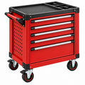 Werkzeugwagen 77 x 46 x 97 cm aus Metall Rot mit 5 Schubladen und Rollen - Varzenix