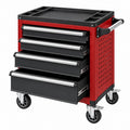 Werkstattwagen 78 x 46 x 97 cm aus Stahl Rot Schwarz mit 5 Schubladen und Rollen - Varzenix