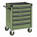 Werkzeugwagen 77 x 46 x 97 cm aus Stahl Grün mit 5 Schubladen und Rollen - Varzenix