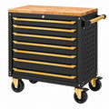 Werkzeugwagen 77 x 46 x 97 cm aus Stahl und Holz Schwarz Gold mit 7 Schubladen - Varzenix